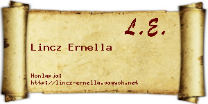 Lincz Ernella névjegykártya